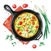 Logo poêle avce omelette